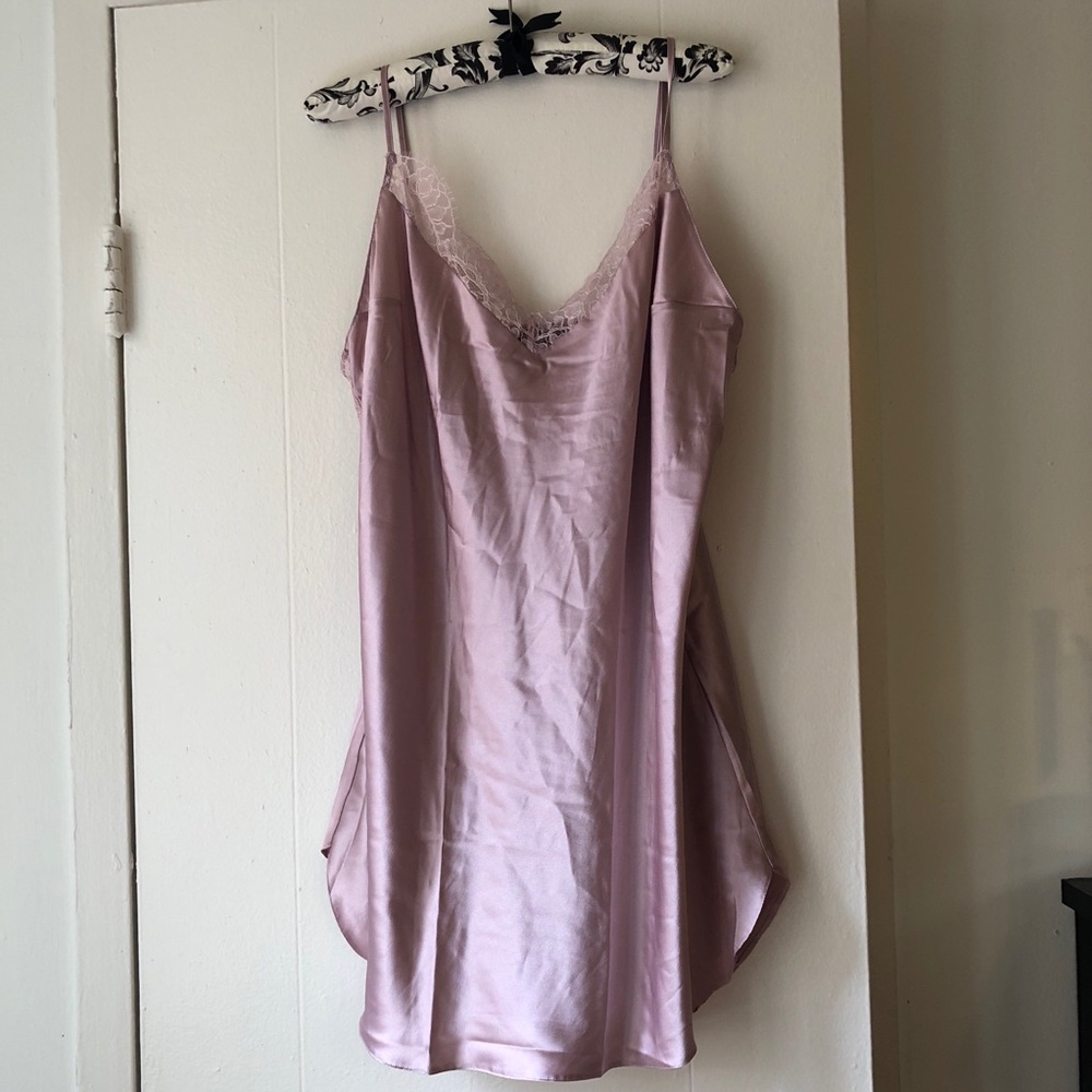 Victoria’s Secret Silk Purple Slip Dress with Lace